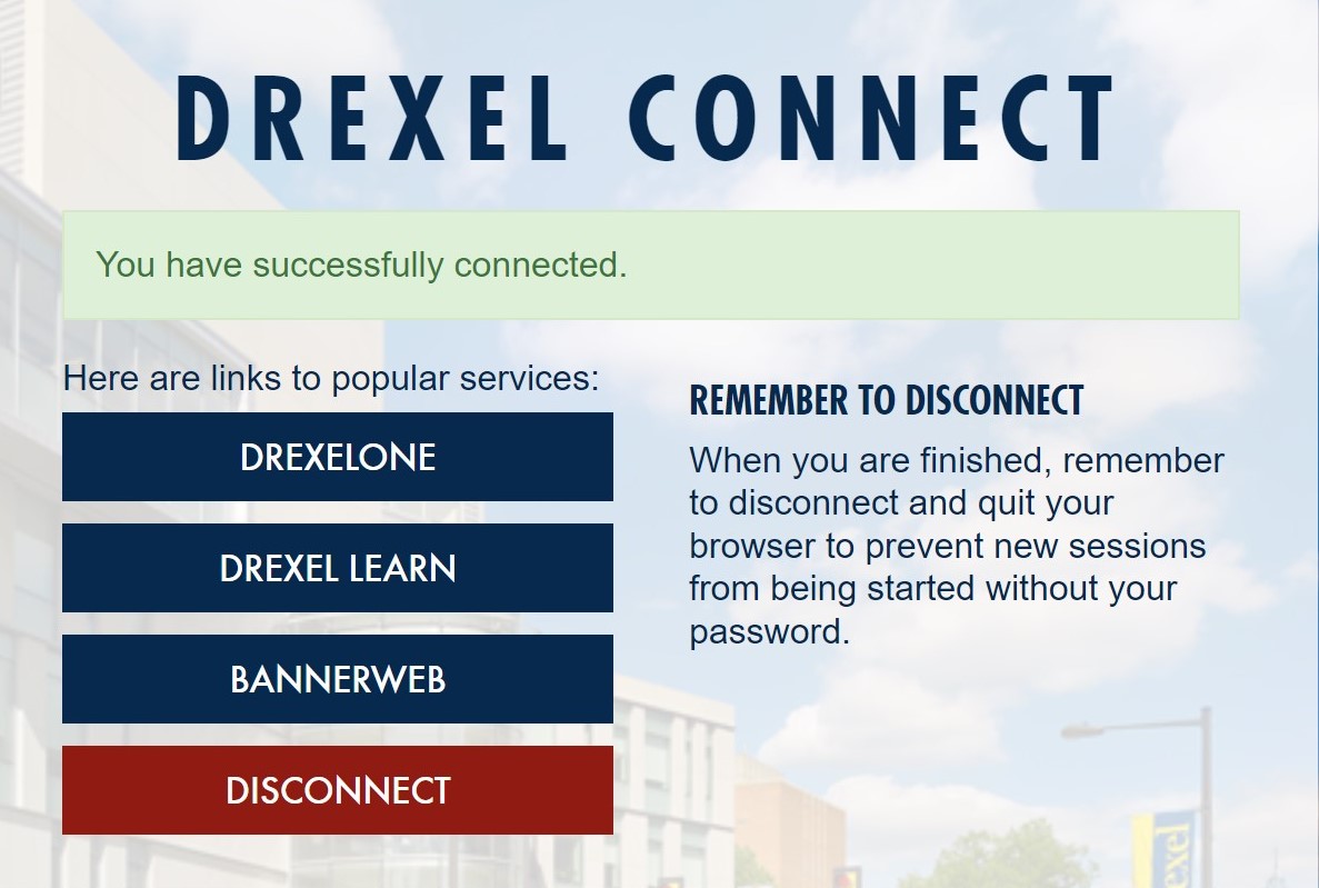 Drexel Connect Home Page